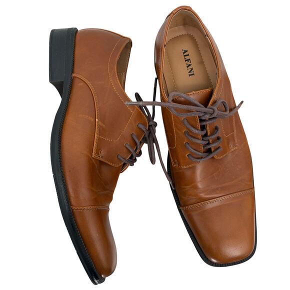 Alfani Men\'s Adam Brown Leather Oxford Lace Up Cap Toe Dress Shoes Size 10M main image 8